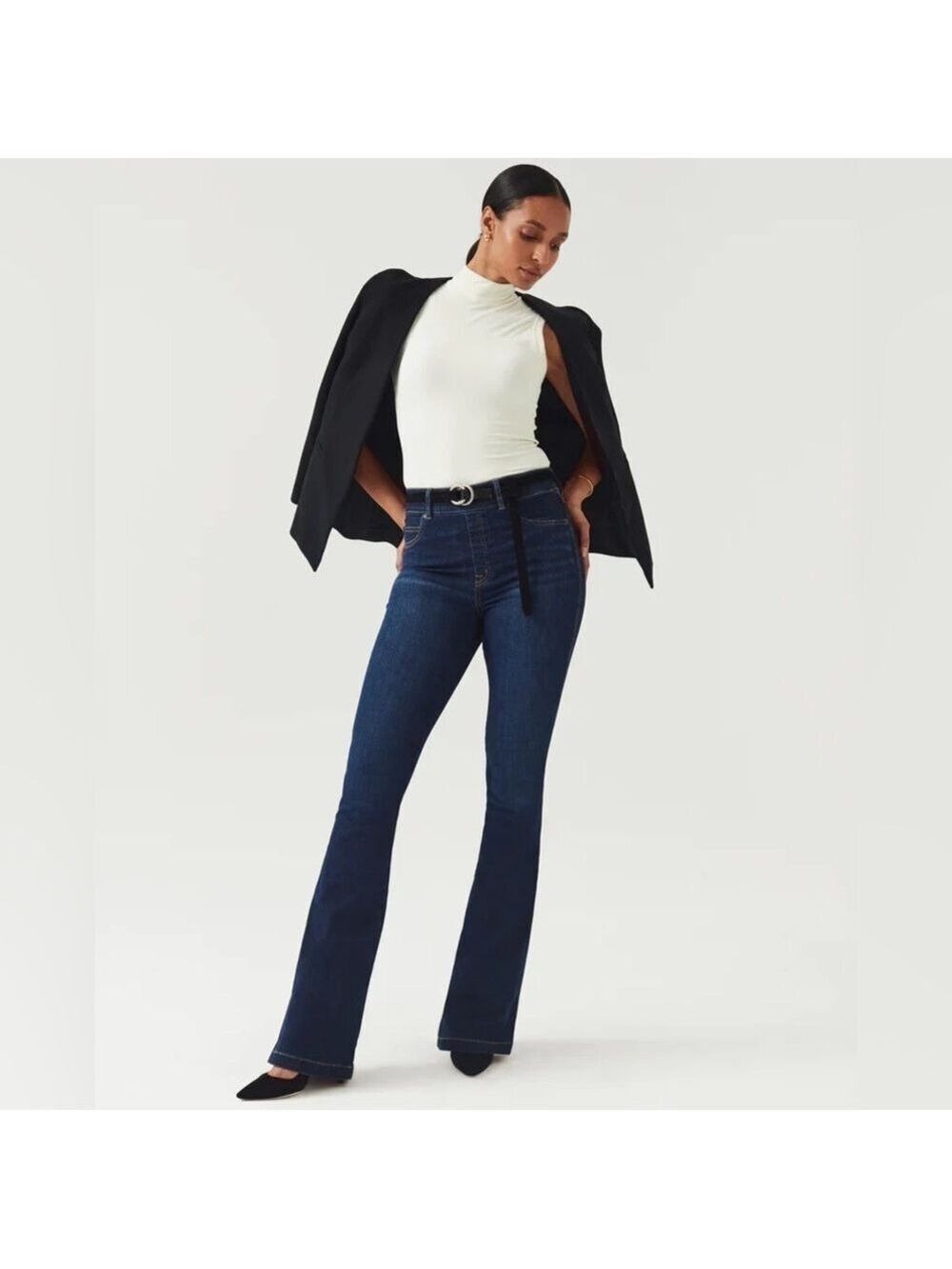 SPANX Dark Blue Flare Jeans Size Large